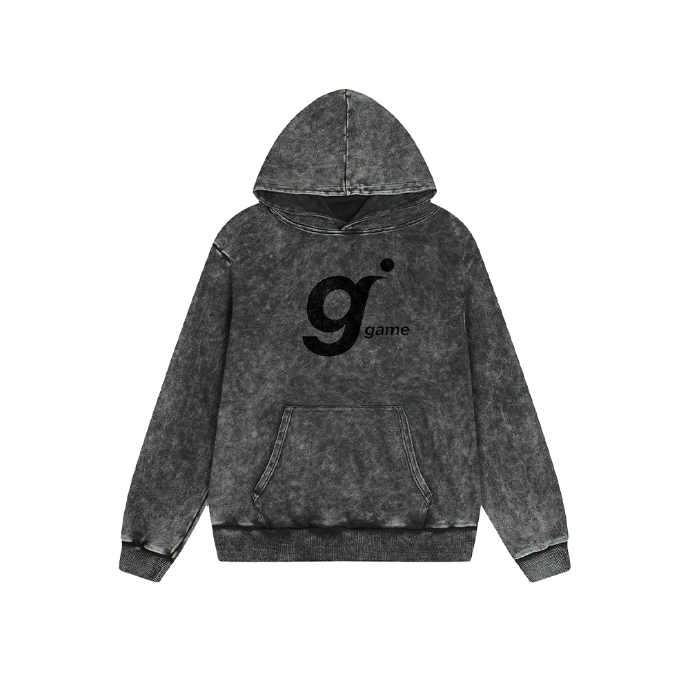 Vintage Washed Hoodie G Game Logo Graphic Print Oversized Pullover Sweatshirt Casual Daily Streetwear Feel lives