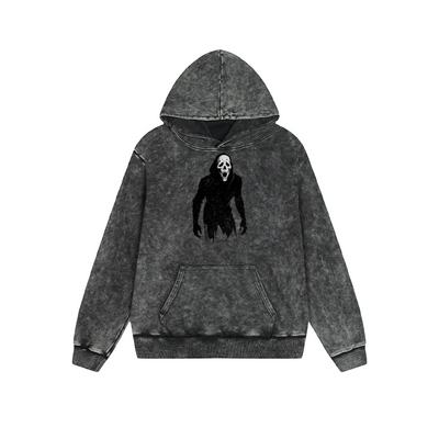 Vintage Washed Hoodie Men Women Scream Horror Movie Graphic Print Oversized Pullover Sweatshirt Streetwear Feel lives