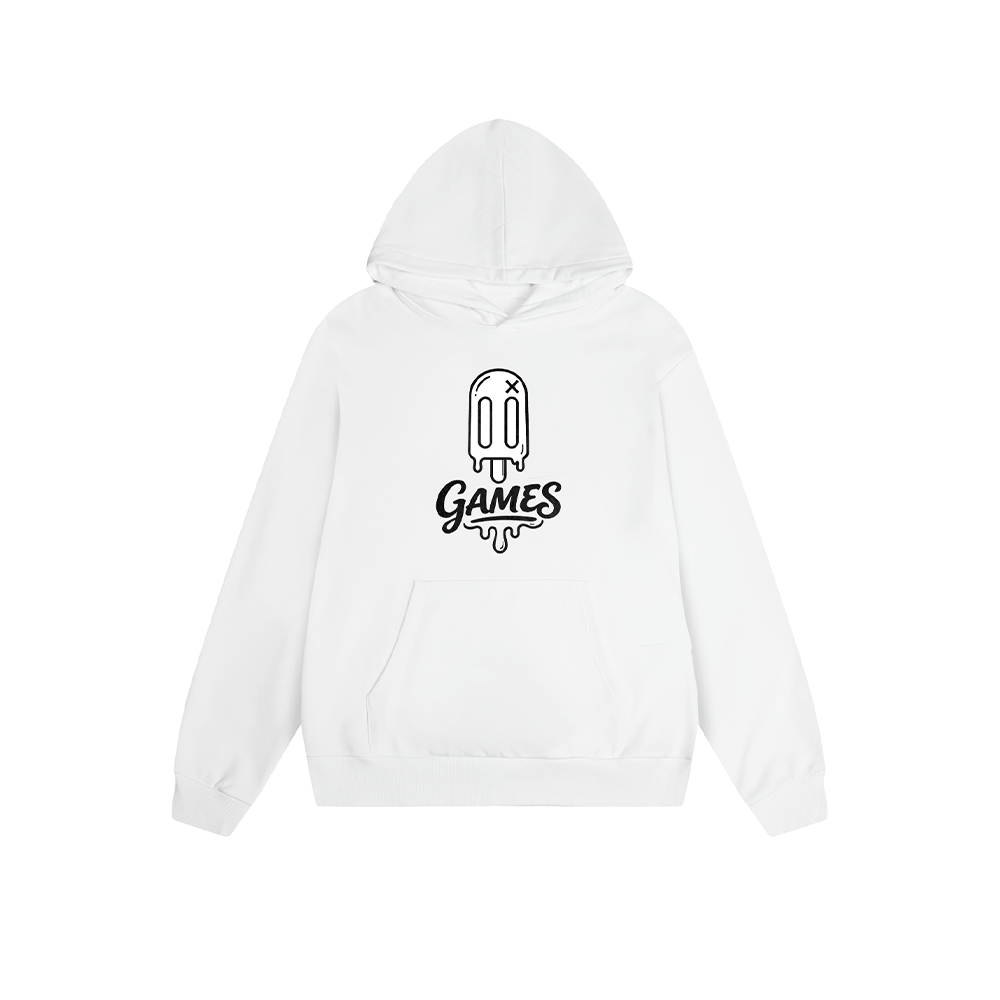 Solid Color Hoodie Games Popsicle Graphic Print Oversized Pullover Sweatshirt Casual Daily Streetwear Feel lives