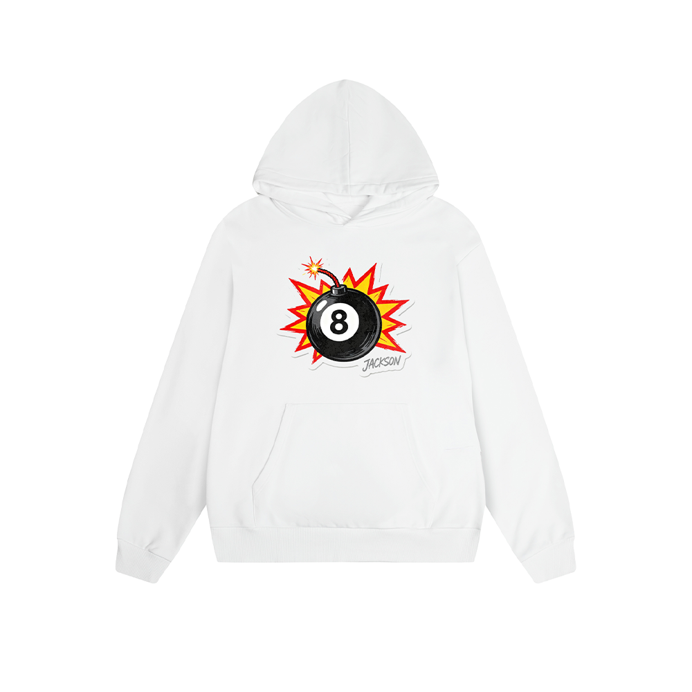 Solid Color Hoodie 8 Ball Explosion Graphic Print Oversized Pullover Sweatshirt Casual Daily Streetwear Feel lives