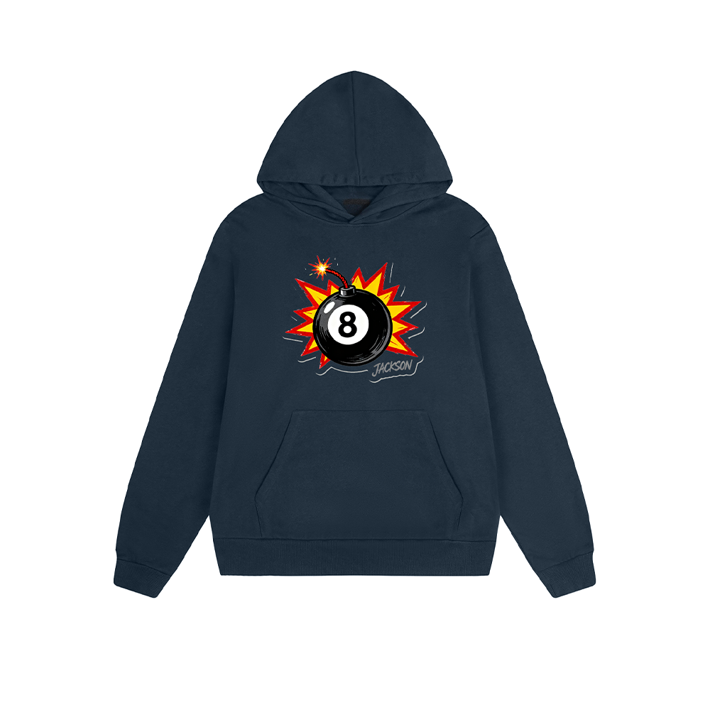 Solid Color Hoodie 8 Ball Explosion Graphic Print Oversized Pullover Sweatshirt Casual Daily Streetwear Feel lives