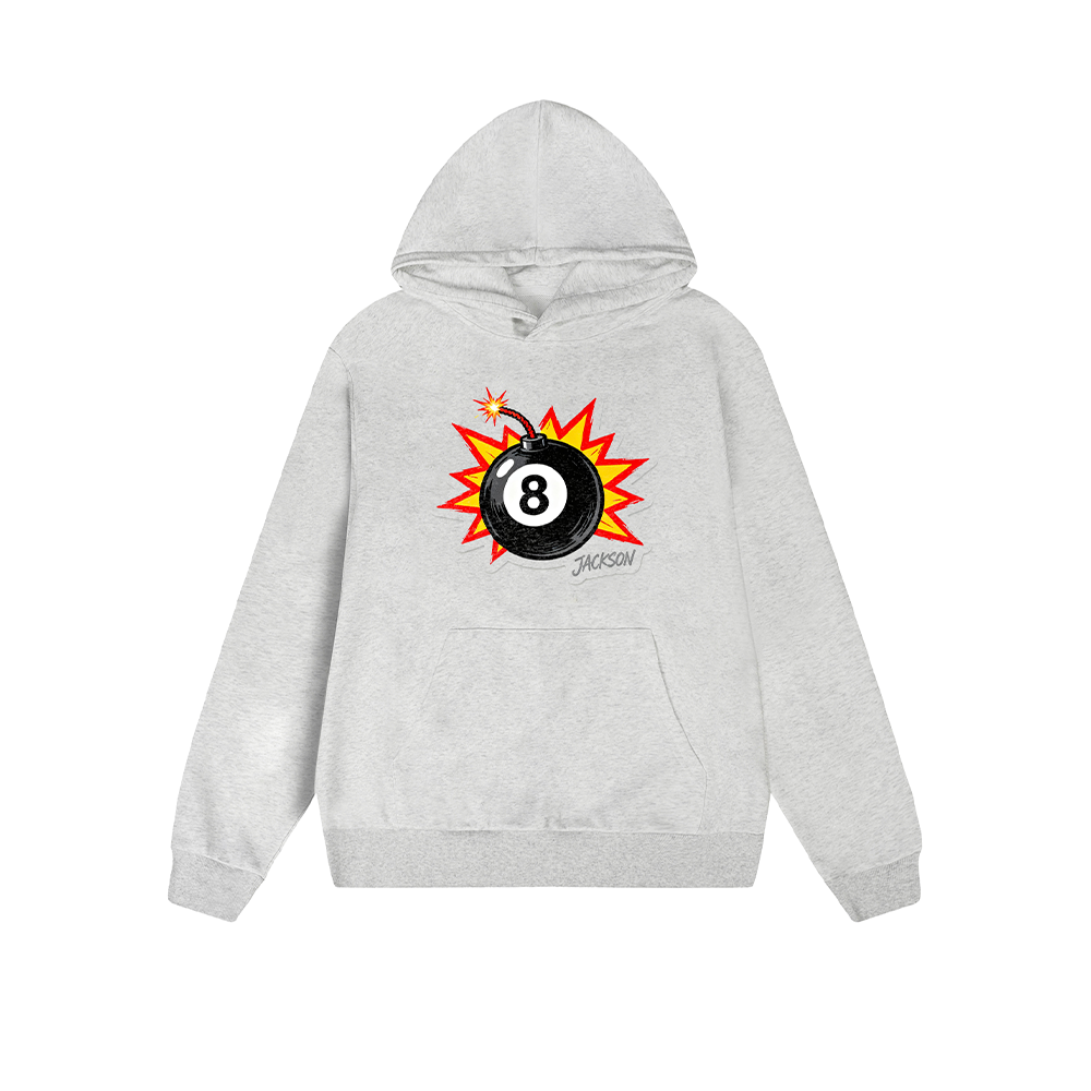 Solid Color Hoodie 8 Ball Explosion Graphic Print Oversized Pullover Sweatshirt Casual Daily Streetwear Feel lives