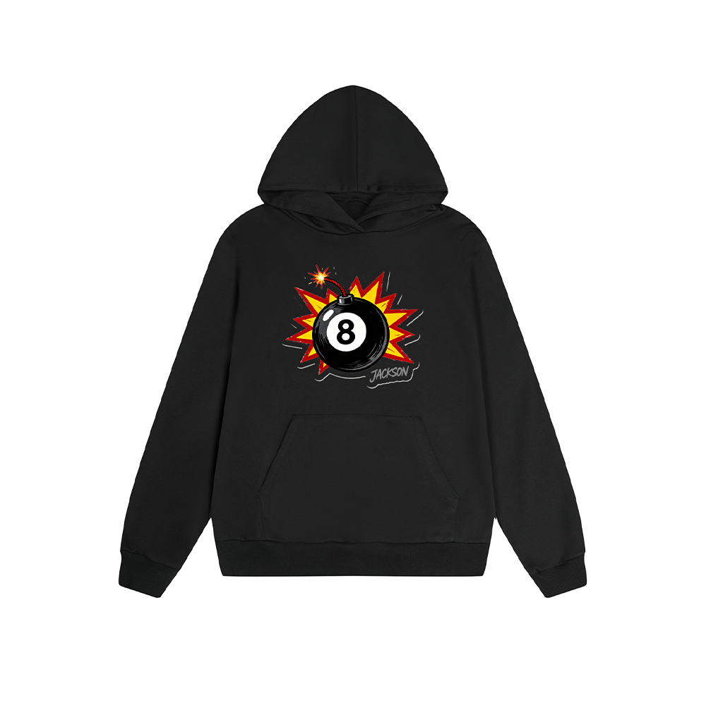 Solid Color Hoodie 8 Ball Explosion Graphic Print Oversized Pullover Sweatshirt Casual Daily Streetwear Feel lives