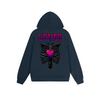Solid Color Hoodie Lover Skeleton Heart Graphic Print Oversized Pullover Sweatshirt Casual Daily Streetwear Feel lives