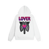 Solid Color Hoodie Lover Skeleton Heart Graphic Print Oversized Pullover Sweatshirt Casual Daily Streetwear Feel lives