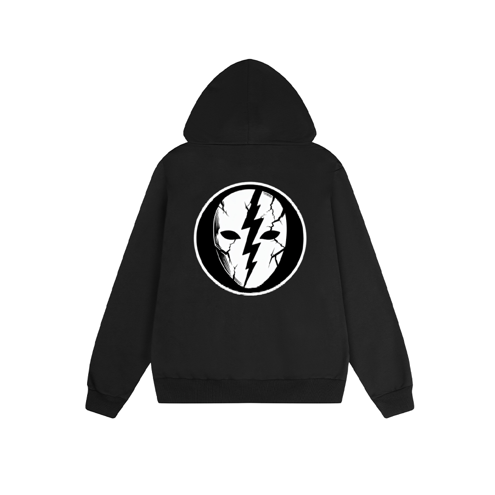 Solid Color Hoodie Skull Lightning Bolt Circle Graphic Print Oversized Pullover Sweatshirt Casual Daily Streetwear Feel lives