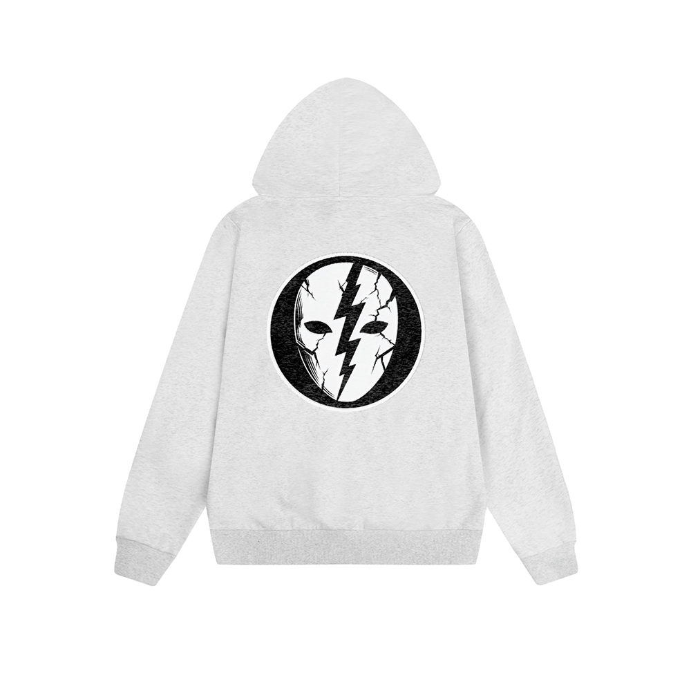Solid Color Hoodie Skull Lightning Bolt Circle Graphic Print Oversized Pullover Sweatshirt Casual Daily Streetwear Feel lives