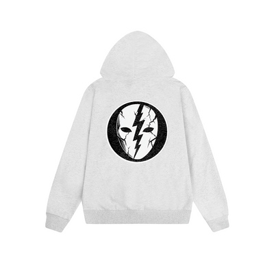 Solid Color Hoodie Skull Lightning Bolt Circle Graphic Print Oversized Pullover Sweatshirt Casual Daily Streetwear Feel lives