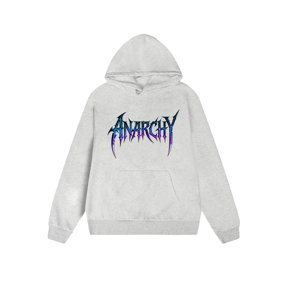 Solid Color Hoodie Anarchy Metal Style Graphic Print Oversized Pullover Sweatshirt Casual Daily Streetwear Feel lives