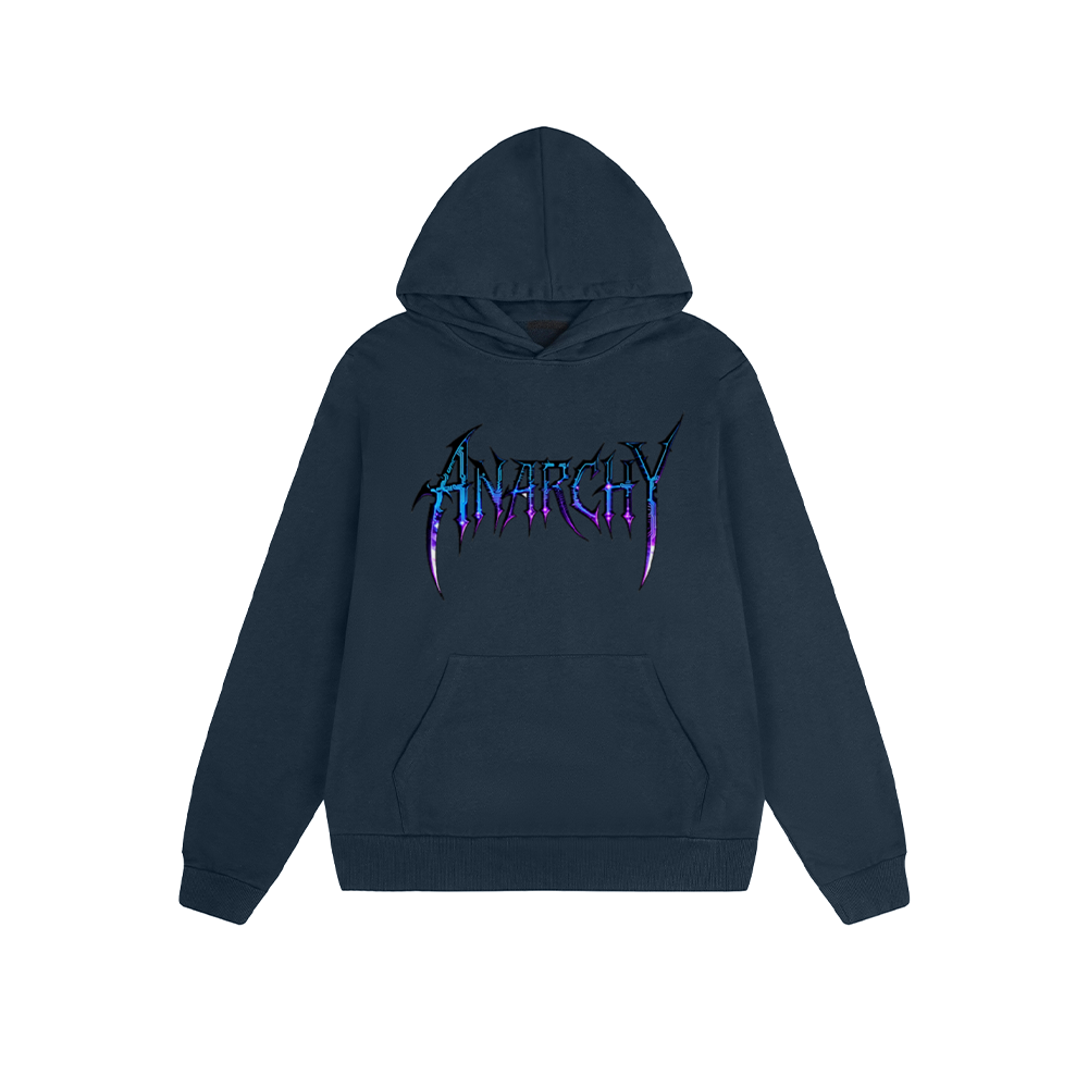 Solid Color Hoodie Anarchy Metal Style Graphic Print Oversized Pullover Sweatshirt Casual Daily Streetwear Feel lives