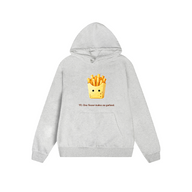 Solid Color Hoodie Cute French Fries Cartoon Graphic Print Oversized Pullover Sweatshirt Casual Daily Streetwear Feel lives