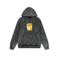 Cartoon French Fries Graphic Hoodie - Funny Slogan Pullover Sweatshirt
