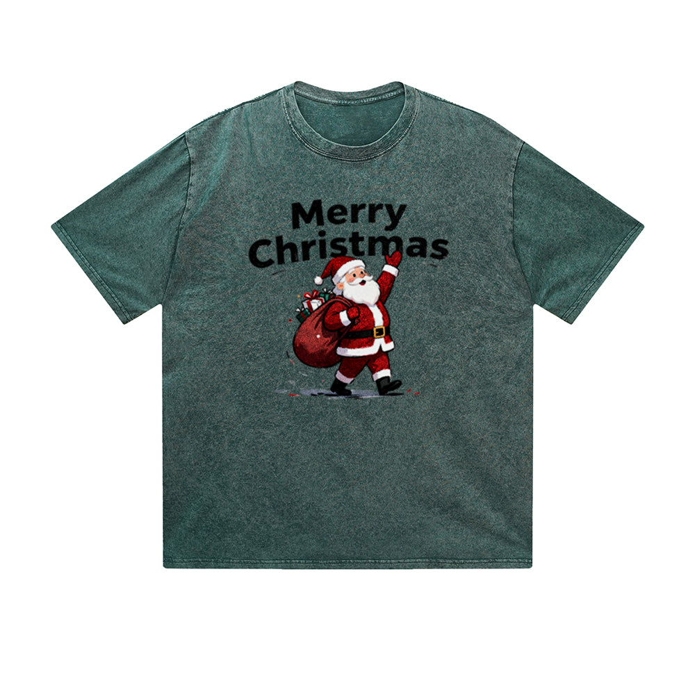 Solid Color T-Shirt Merry Christmas Santa Claus Holiday Graphic Print Casual Daily Streetwear Feel lives