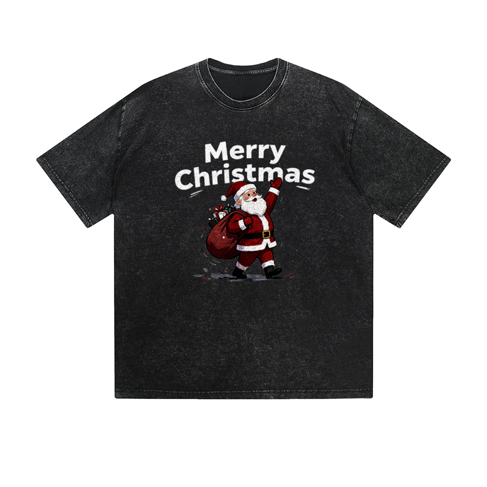Solid Color T-Shirt Merry Christmas Santa Claus Holiday Graphic Print Casual Daily Streetwear Feel lives
