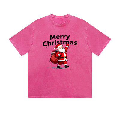 Solid Color T-Shirt Merry Christmas Santa Claus Holiday Graphic Print Casual Daily Streetwear Feel lives