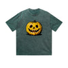 Vintage Washed T-Shirt Halloween Pumpkin Skull Face Graphic Print Casual Daily Streetwear Feel lives