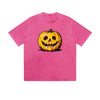 Vintage Washed T-Shirt Halloween Pumpkin Skull Face Graphic Print Casual Daily Streetwear Feel lives