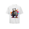 Solid Color T-Shirt Panda Headphones Graffiti Colorful Splash Street Art Cartoon Graphic Print Casual Daily Streetwear Feel lives