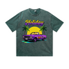 Vintage Washed T-Shirt Holiday Vintage Car Sunset Beach Graphic Print Casual Daily Streetwear Feel lives