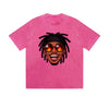 Vintage Washed T-Shirt Cool Guy Dreadlocks Fire Sunglasses Smiling Face Cartoon Graphic Print Casual Daily Streetwear Feel lives