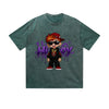 Vintage Washed T-Shirt Hip Boy Cool Kid Sunglasses Red Cap Purple Text Cartoon Graphic Print Casual Daily Streetwear Feel lives