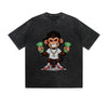 Vintage Washed T-Shirt Cool Monkey Money Hip Hop Cartoon Graphic Print Casual Daily Streetwear Feel lives