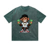 Vintage Washed T-Shirt Cool Monkey Money Hip Hop Cartoon Graphic Print Casual Daily Streetwear Feel lives