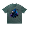 Solid Color T-Shirt Mysterious Raven Wizard Hat Gothic Graphic Print Casual Daily Streetwear Feel lives