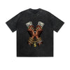 Vintage Washed T-Shirt Money Chain Hands Hip Hop Graphic Print Casual Daily Streetwear Feel lives