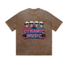Vintage Washed T-Shirt Dynamic Music Skull DJ Graphic Print Casual Daily Streetwear Feel lives
