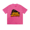 Vintage Washed T-Shirt Urban Industry Train Graffiti Graphic Print Casual Daily Streetwear Feel lives