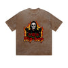 Vintage Washed T-Shirt Hip Hop Skull Rose Flame Graphic Print Casual Daily Streetwear Feel lives