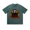 Vintage Washed T-Shirt Hip Hop Skull Rose Flame Graphic Print Casual Daily Streetwear Feel lives