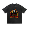 Vintage Washed T-Shirt Hip Hop Skull Rose Flame Graphic Print Casual Daily Streetwear Feel lives