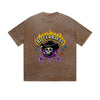 Vintage Washed T-Shirt Be Fearless Skull Flame Graphic Print Casual Daily Streetwear Feel lives