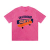 Vintage Washed T-Shirt Skateboard Skater Graphic Print Casual Daily Streetwear Feel lives