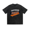 Vintage Washed T-Shirt Skateboard Skater Graphic Print Casual Daily Streetwear Feel lives