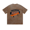 Vintage Washed T-Shirt Skateboard Skater Graphic Print Casual Daily Streetwear Feel lives