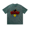 Vintage Washed T-Shirt Boom Smiley Face Bomb Graphic Print Casual Daily Streetwear Feel lives