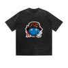 Vintage Washed T-Shirt Graffiti Smiley Face Street Art Graphic Print Casual Daily Streetwear Feel lives