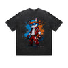Vintage washed T-Shirt Cool Cat Racing Suit Cartoon Graphic Print Casual Daily Streetwear Feel lives