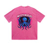 Vintage Washed T-Shirt Mysterious Octopus Flame Graphic Print Casual Daily Streetwear Feel lives