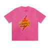 Vintage Washed T-Shirt Lighting Energy Lightning Bolt Graphic Print Casual Daily Streetwear Feel lives