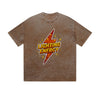 Vintage Washed T-Shirt Lighting Energy Lightning Bolt Graphic Print Casual Daily Streetwear Feel lives