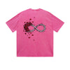 Vintage Washed T-Shirt Infinity Rose Barbed Wire Graphic Print Casual Daily Streetwear Feel lives