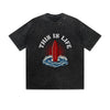 Vintage Washed T-Shirt This Is Life Surfboard Wave Graphic Print Casual Daily Streetwear Feel lives