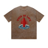 Vintage Washed T-Shirt This Is Life Surfboard Wave Graphic Print Casual Daily Streetwear Feel lives
