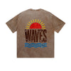 Vintage Washed T-Shirt Waves Sunset Beach Graphic Print Casual Daily Streetwear Feel lives