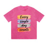 Vintage Washed T-Shirt Every Single Day Counts Motivational Graphic Print Casual Daily Streetwear Feel lives