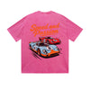 Vintage Washed T-Shirt Speed And Passion Racing Car Graphic Print Casual Daily Streetwear Feel lives